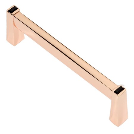 Long Island Cabinet Pull, 96mm 3-3/4in C To C, Rose Gold With Black Crystals